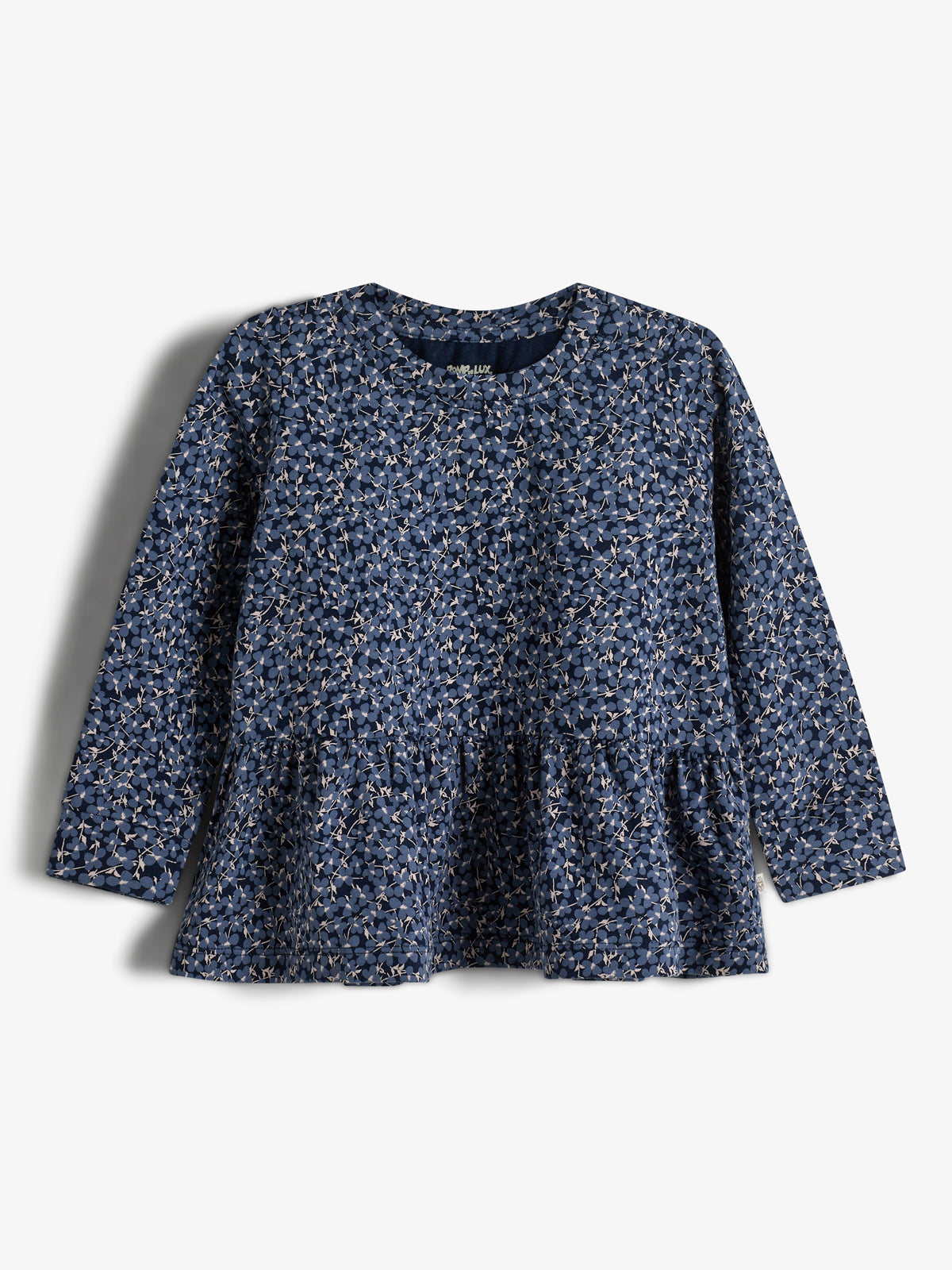 Peplum-bluse i jersey med ditsy-print - Little - Blue