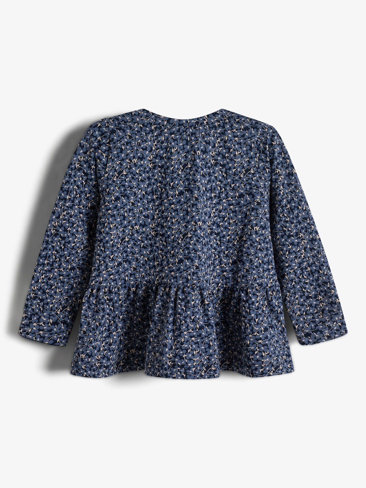 Peplum-bluse i jersey med ditsy-print - Little - Blue