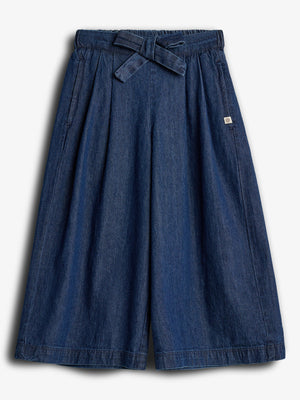 Cropped Denim bukser med brede ben - Mørkeblå Denim | 100180 Debbie