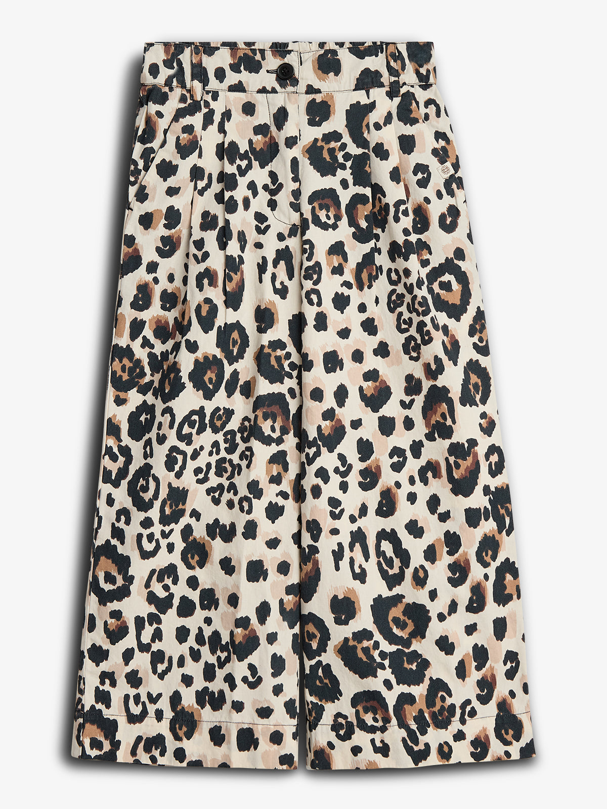 Bukser i Poplin med brede ben og Leo print - Leopardmønster | 100219 Leonora