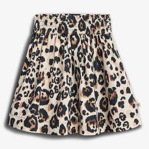 Knælang Poplin Nederdel - Leopardprint | 100228 Laura