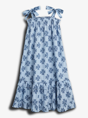 Maxi Kjole med Hjerteprint - Tween - Blå / Støvet Kobalt | 100233 Cloe