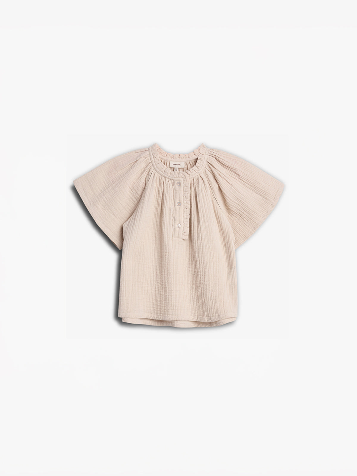 Bluse i Musselin med stolpelukning - Lys Beige | 100239 Ella