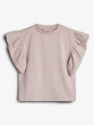 T-Shirt med Flæseærme og Picotkant - Tween - Lys Lilla | 100385 Vilde