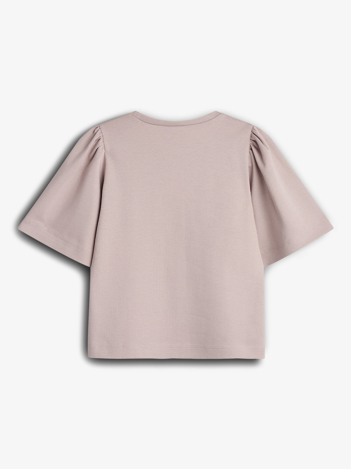 T-Shirt med Puffærme og Print - Lys lilla | 100258 Rosa