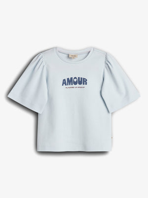 T-Shirt med Puffærme og Print - Tween - Lidt blå | 100464 Rosa