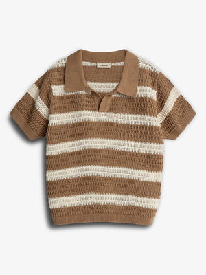 Polo i Stribet Strik - Valnød | 100277 Piet