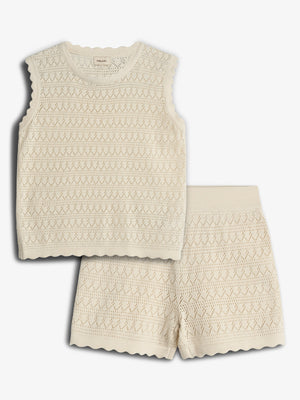 Strikket Shorts og Top - Off White | 100286 Vivi