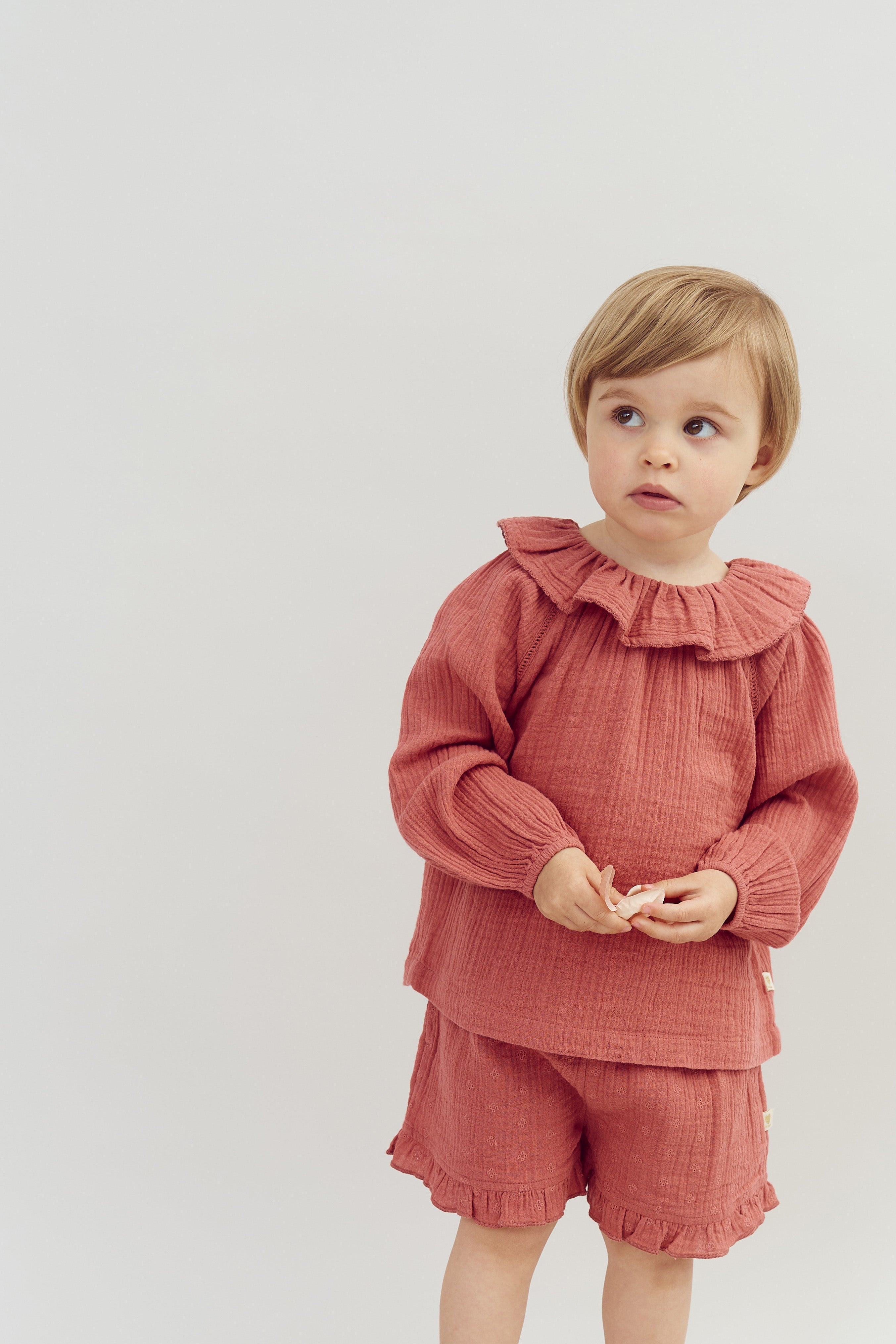 Shorts i Musselin med Broderi - Blush | 100292 Ella