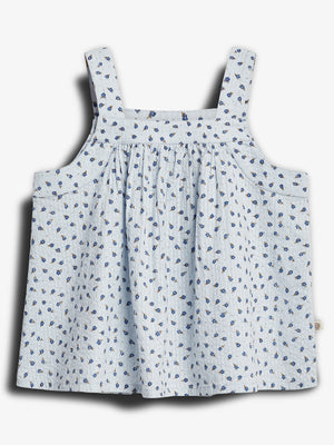 Blomstret Top - Blå blomst | 100299 Annie