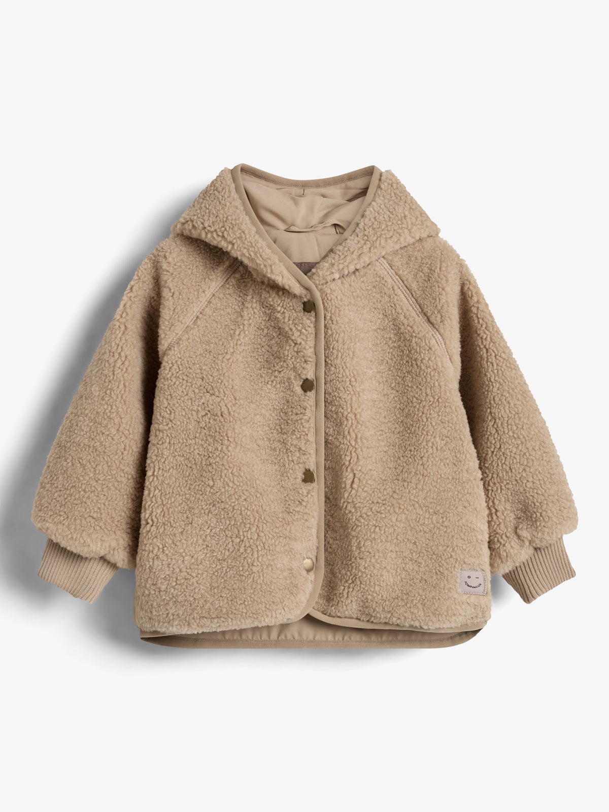 Teddyjakke med hætte - Little - Beige