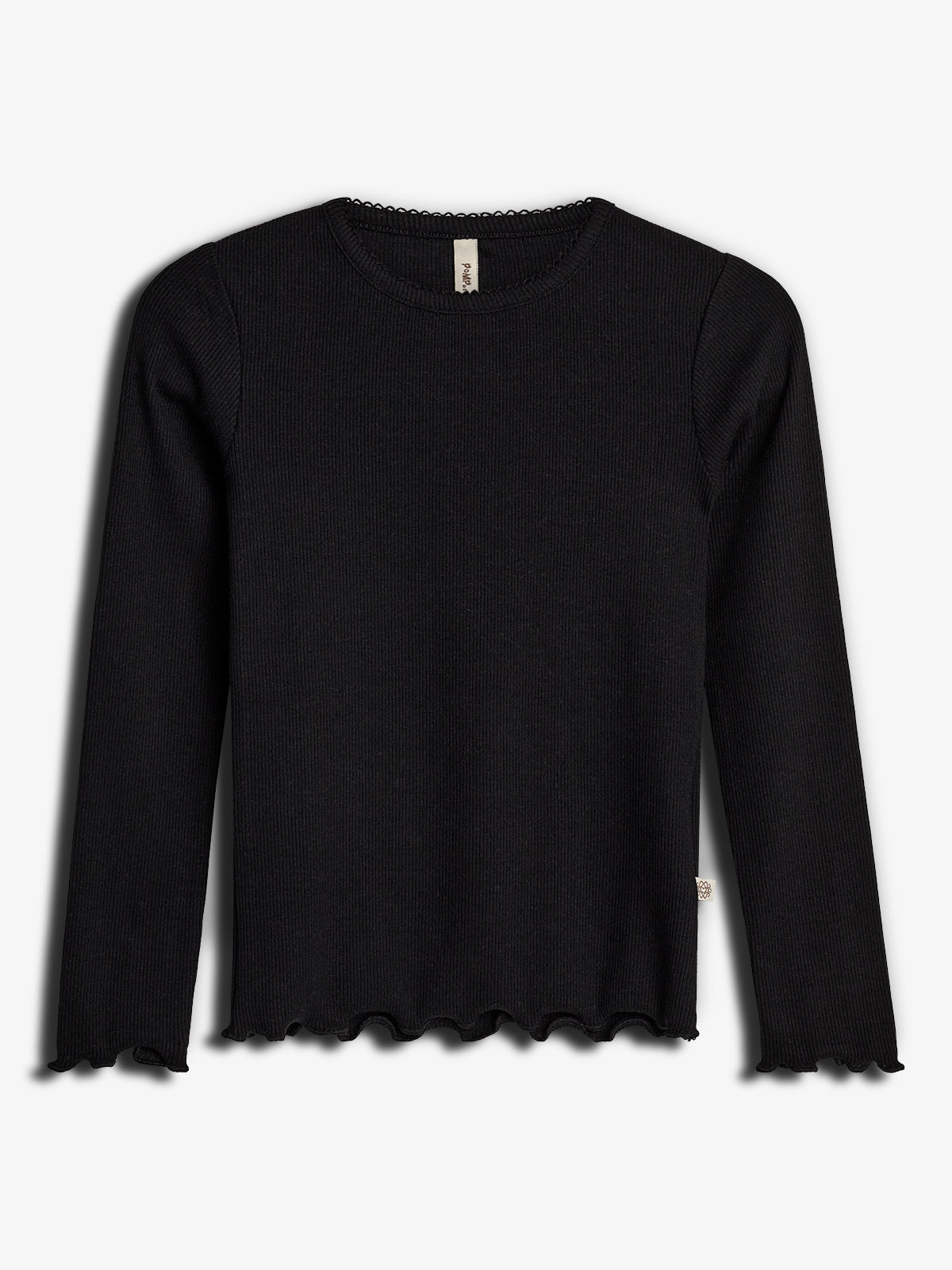 Basic Modal Langærmet Rib T-shirt - Sort | 100317 Fiona