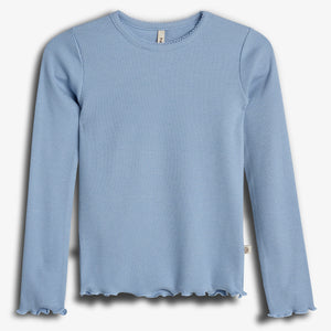 Basic Modal Langærmet Rib T-shirt - Tween - Blå | 100443 Fiona