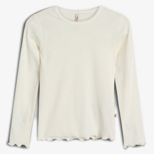 Basic Modal Langærmet Rib T-shirt - Tween - Off White | 100444 Fiona