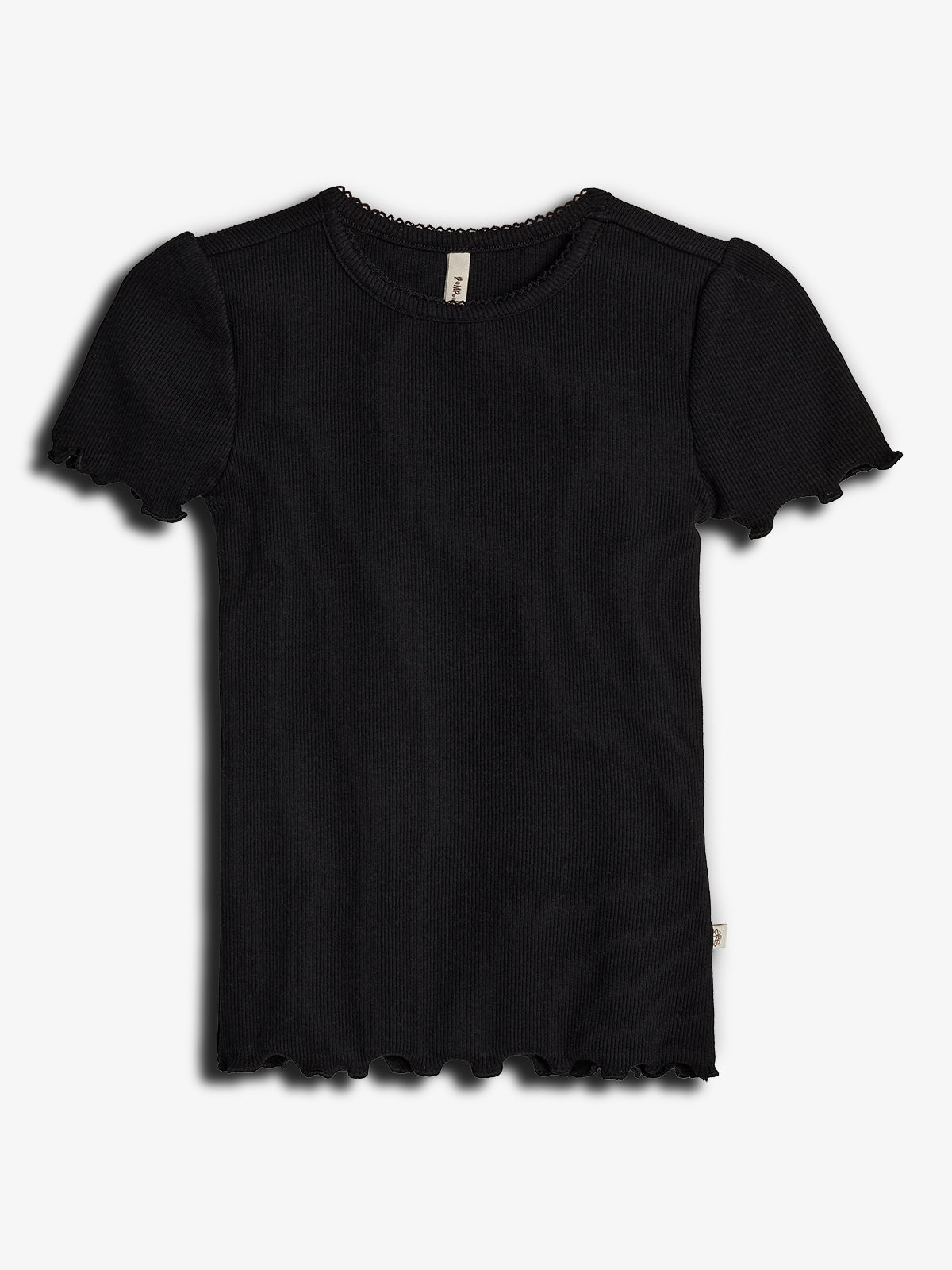 Basic Modal Kortærmet Rib T-shirt - Sort | 100321 Fiona