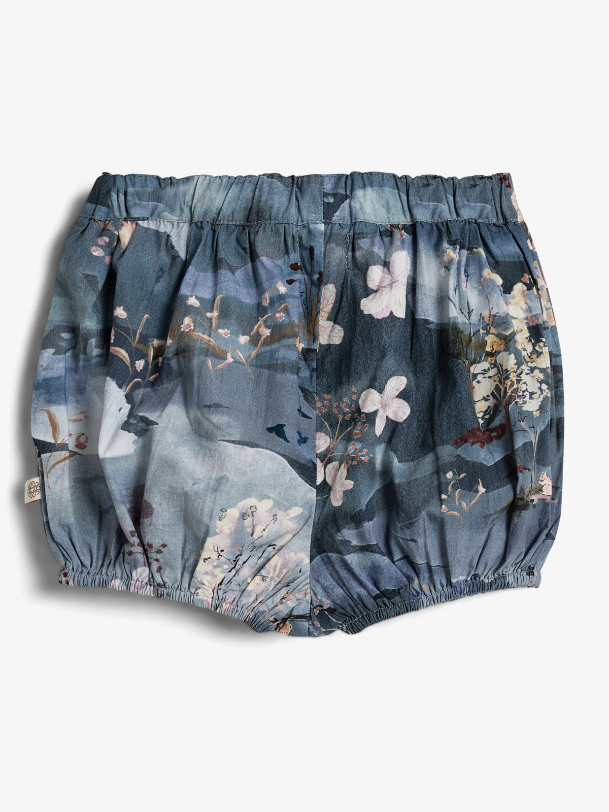 Poplin Bloomers m. naturskønt print - Little - Blue/Rose