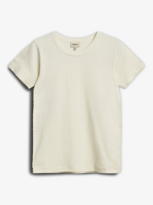 Tætsiddende T-shirt m. Picot-syning - Off White | 100202 Tina
