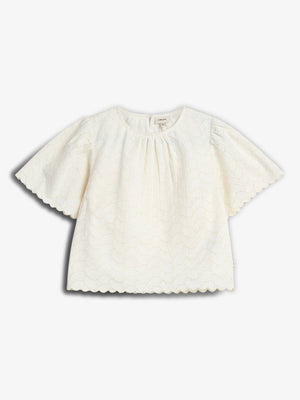 Bluse m. Sommerfuglebroderi - Off White | 100308 Karla