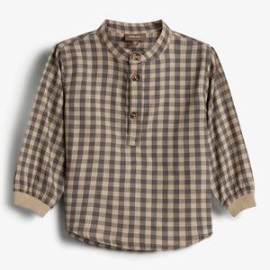 Gingham-skjorte i bomuld - Little - Grey/Beige