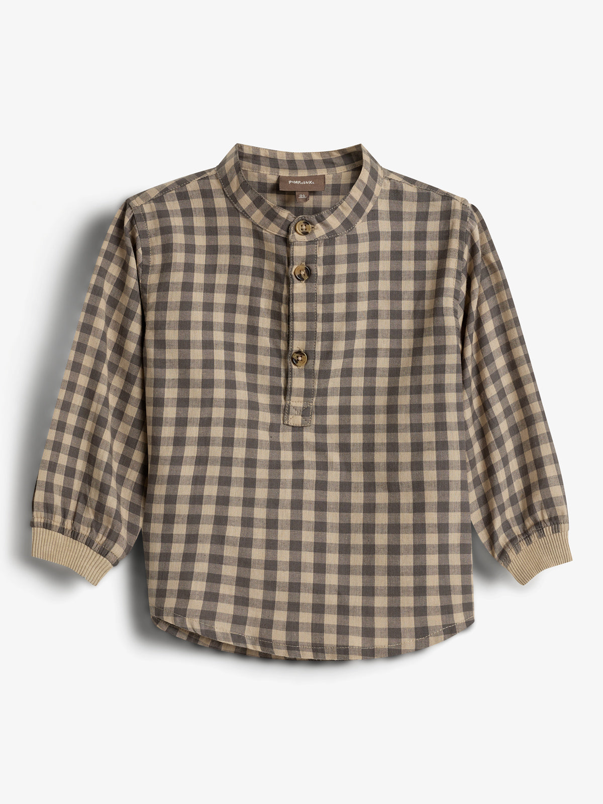 Gingham-skjorte i bomuld - Little - Grey/Beige