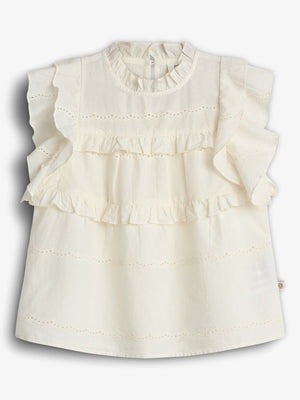 Flæsebluse Uden Ærmer - Off White | 100486 Frida