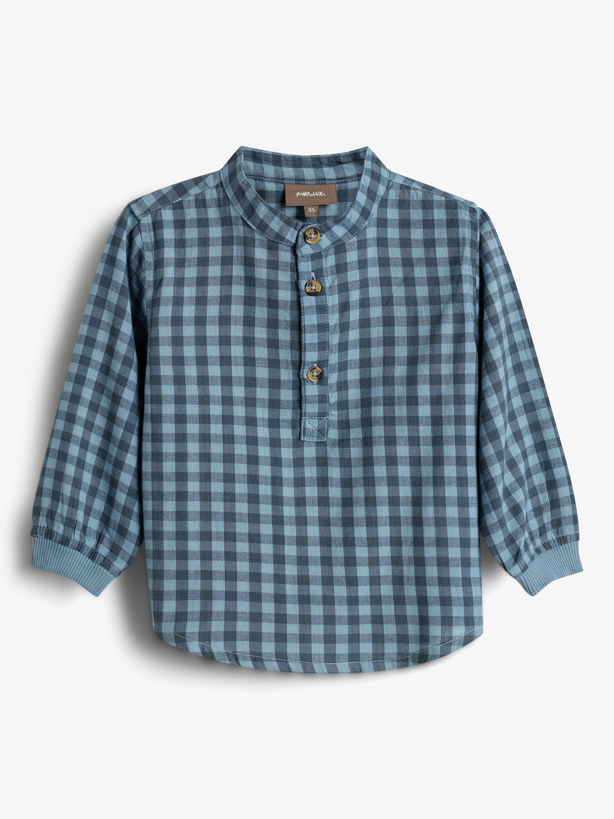 Gingham-skjorte i bomuld - Little - Blue