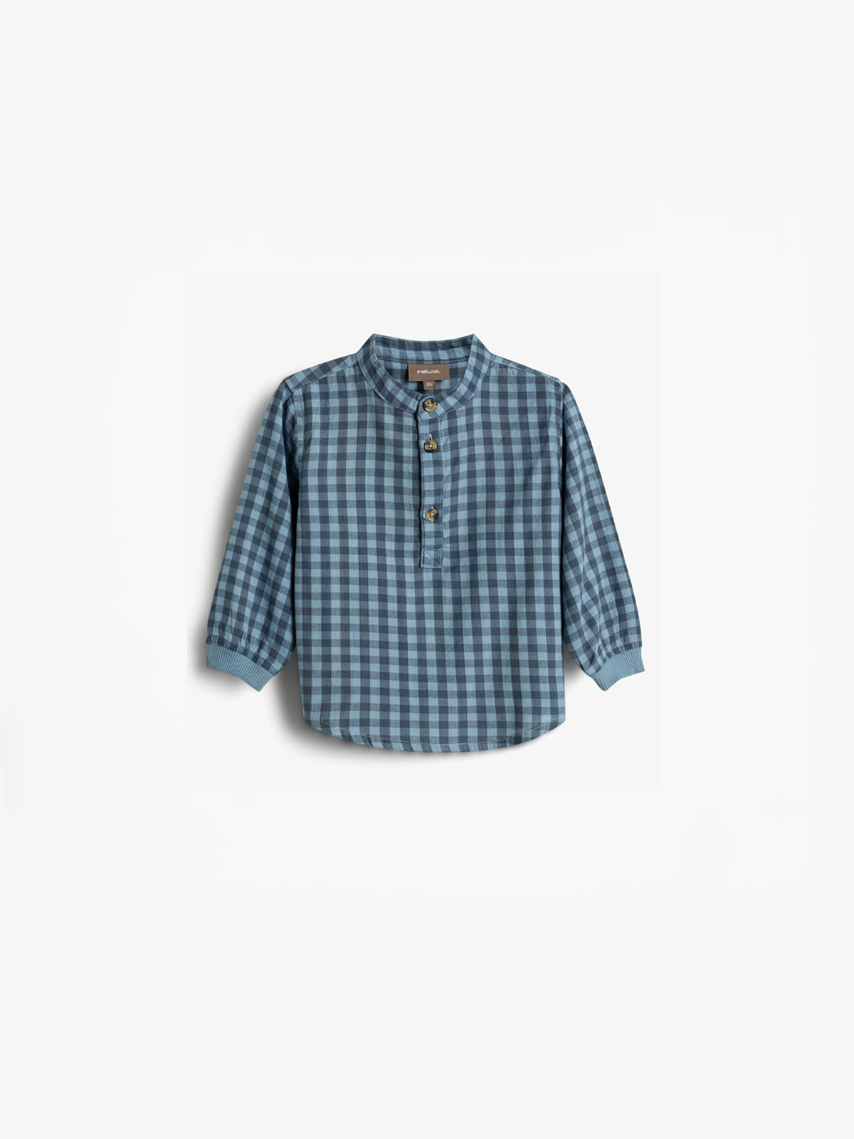 Gingham-skjorte i bomuld - Little - Blue