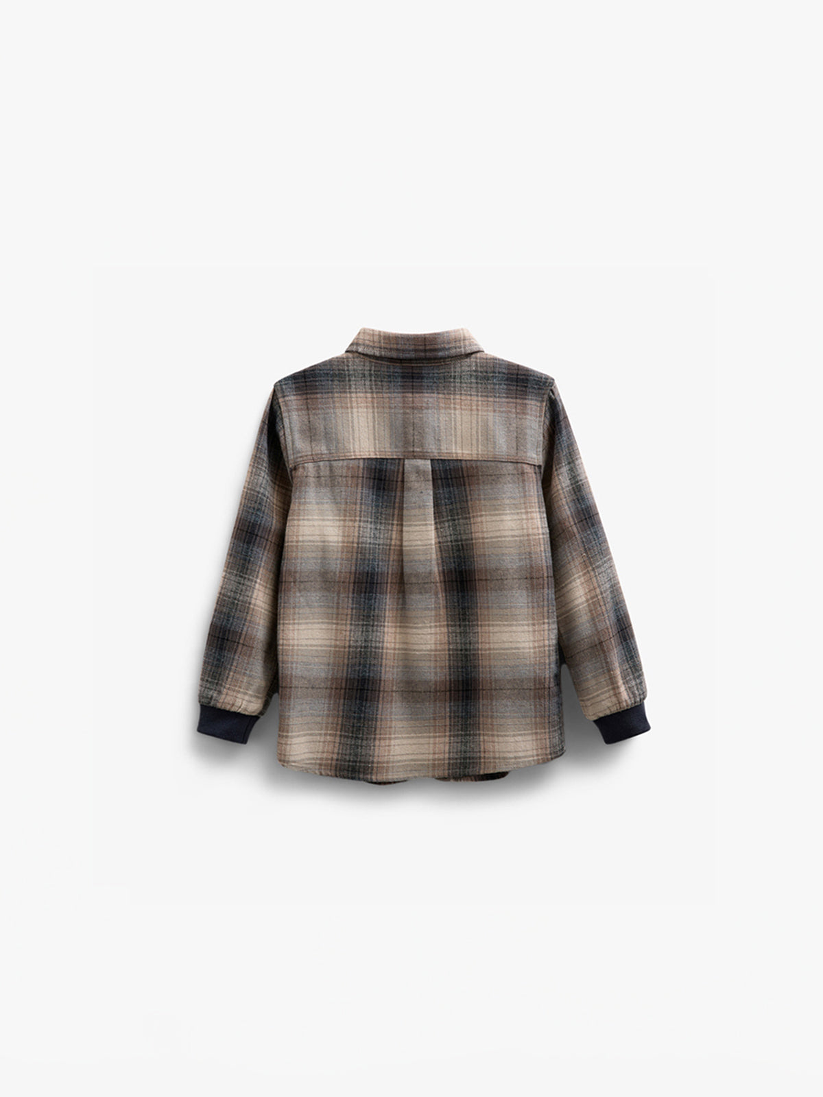 Ternet flannelskjorte med rib manchet - Kids - Brown Navy Check | 100529 Henry