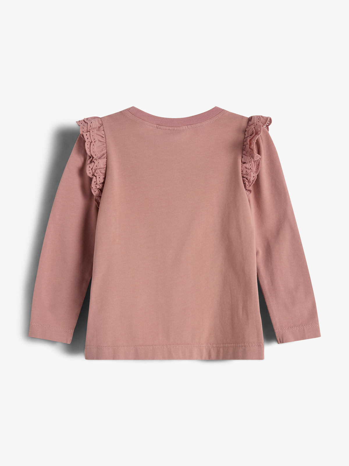 Jerseybluse med flæseærmer - Little - Dusty Rose