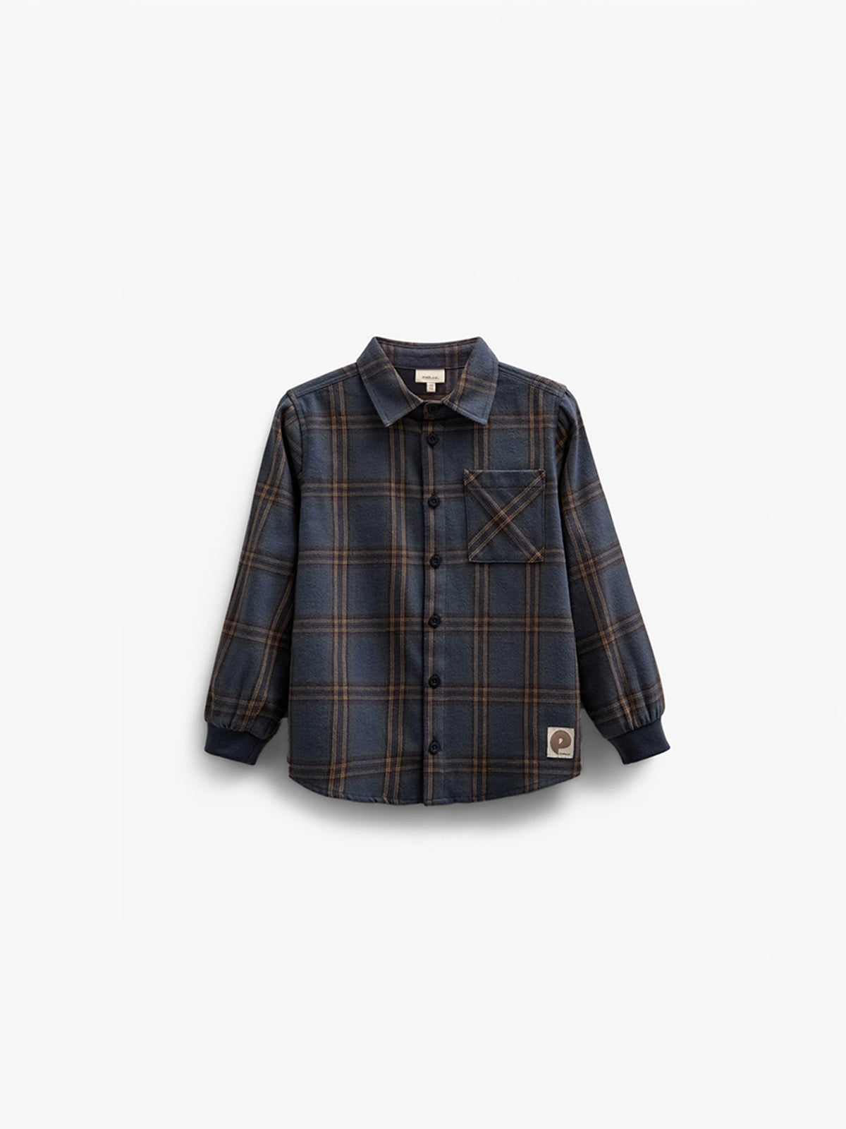 Ternet flannelskjorte med rib manchet - Kids - Navy Check | 100530 Henry