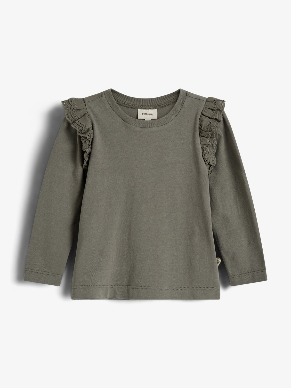 Jerseybluse med flæseærmer - Little - Green