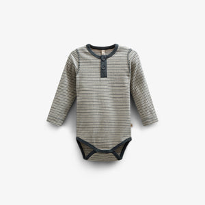 Langærmet Body i Bomuldsrib - Kids - Forest Green Stripe | 100558 Manson