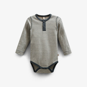 Langærmet Body i Bomuldsrib - Kids - Forest Green Stripe | 100558 Manson