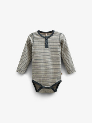 Langærmet Body i Bomuldsrib - Kids - Forest Green Stripe | 100558 Manson