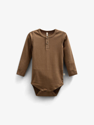 Langærmet Body i Bomuldsrib - Kids - Coffee | 100561 Manson