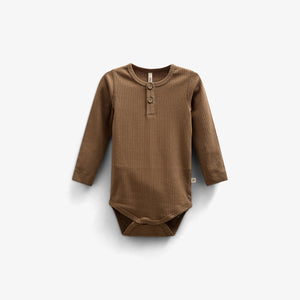 Langærmet Body i Bomuldsrib - Kids - Coffee | 100561 Manson