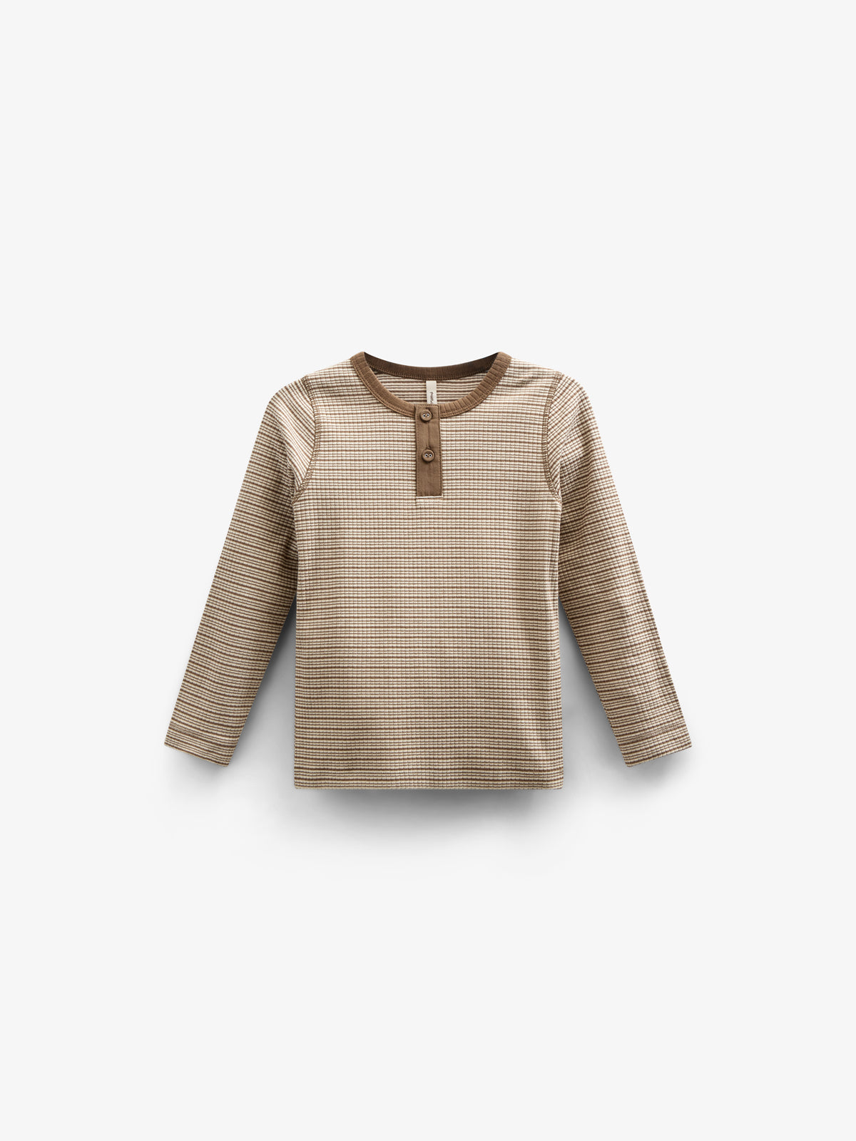 Langærmet T-shirt i Bomuldsrib - Kids - Coffee Stripe | 100564 Manson