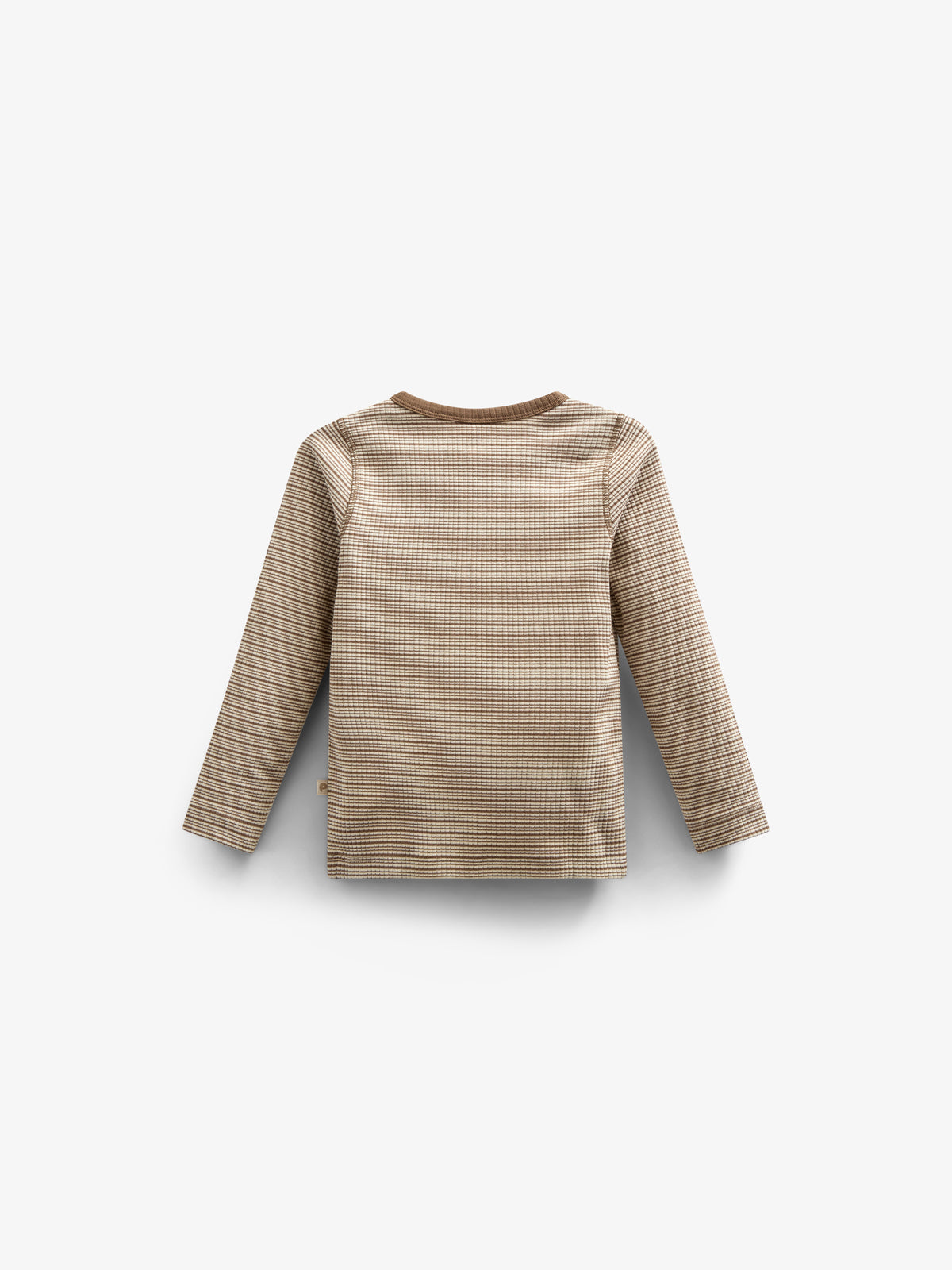 Langærmet T-shirt i Bomuldsrib - Tween - Coffee Stripe | 100565 Manson