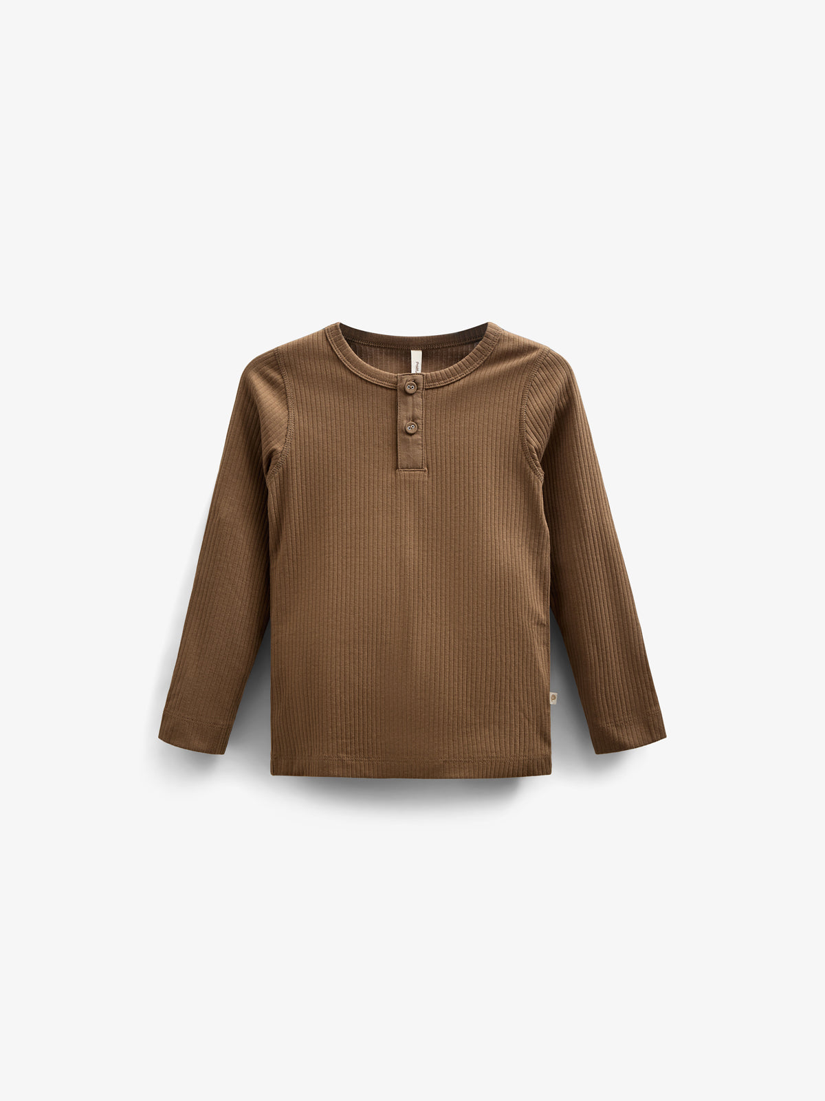Langærmet T-shirt i Bomuldsrib - Kids - Coffee | 100568 Manson