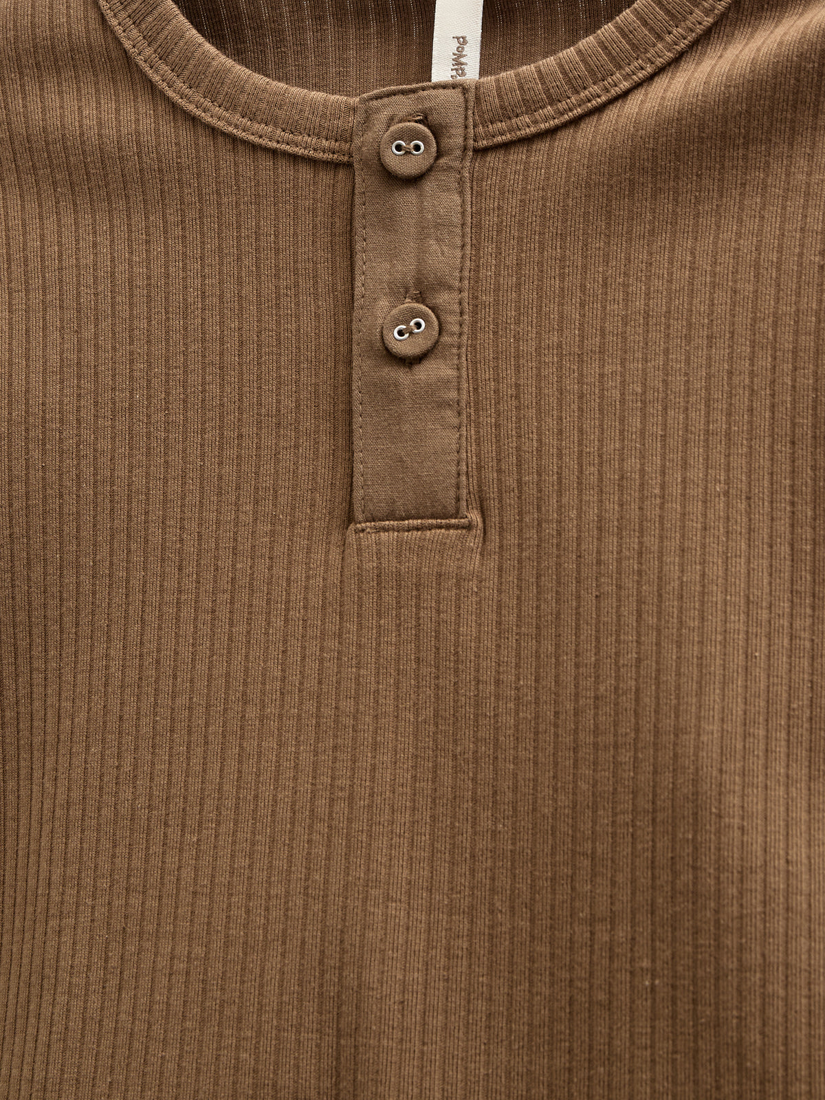 Langærmet T-shirt i Bomuldsrib - Kids - Coffee | 100568 Manson
