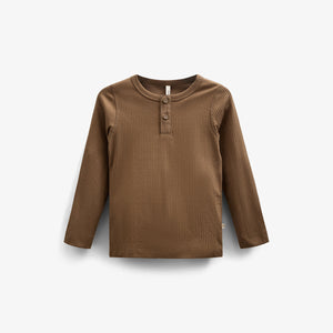 Langærmet T-shirt i Bomuldsrib - Tween - Coffee | 100569 Manson