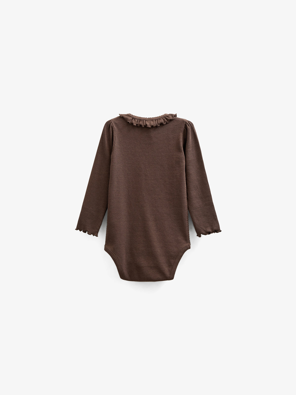 Langærmet Rib Bodysuit i Modal med picot-kant - Kids - Chocolate | 100574 Mia