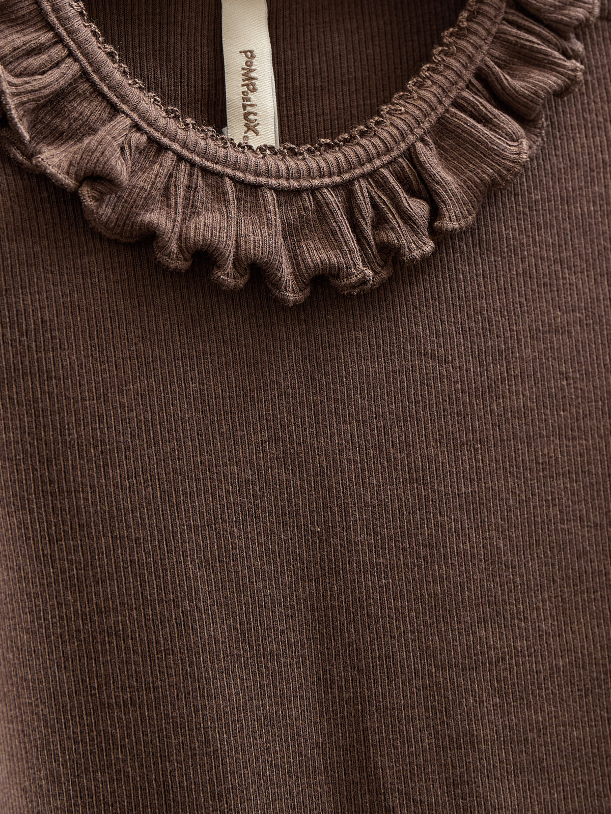 Langærmet Rib Bodysuit i Modal med picot-kant - Kids - Chocolate | 100574 Mia