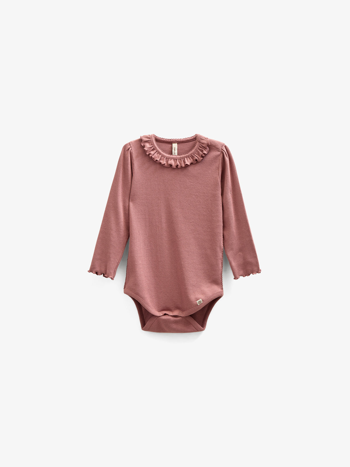 Langærmet Rib Bodysuit i Modal med picot-kant - Kids - Old Rose | 100575 Mia