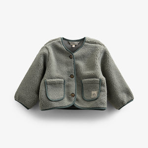 Teddyjakke med knapper - Kids - Dusty Green | 100627 Mayfield