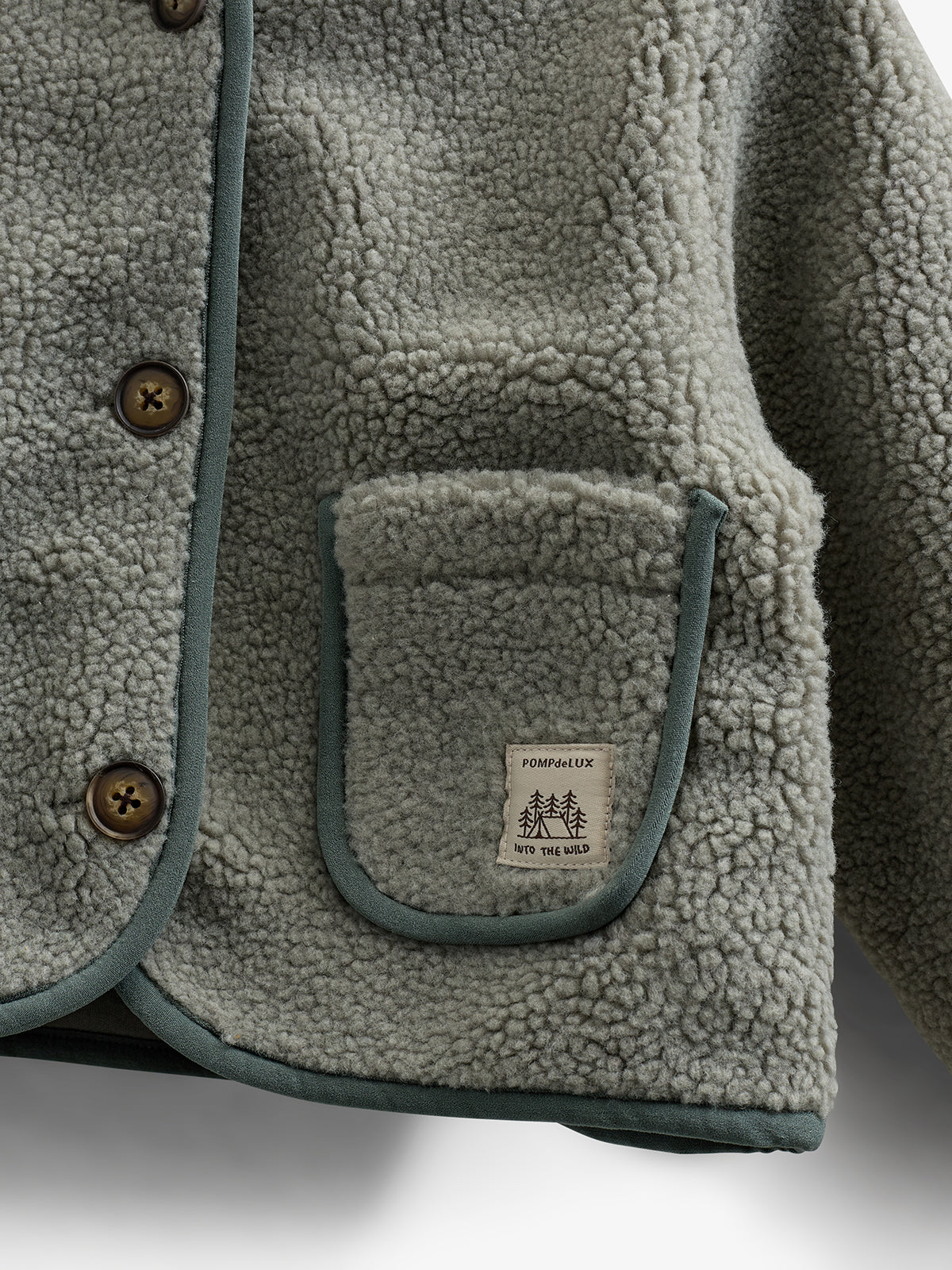Teddyjakke med knapper - Kids - Dusty Green | 100627 Mayfield