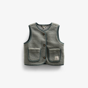Teddyvest med knapper - Kids - Dusty Green | 100630 Mayfield