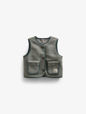 Teddyvest med knapper - Kids - Dusty Green | 100630 Mayfield