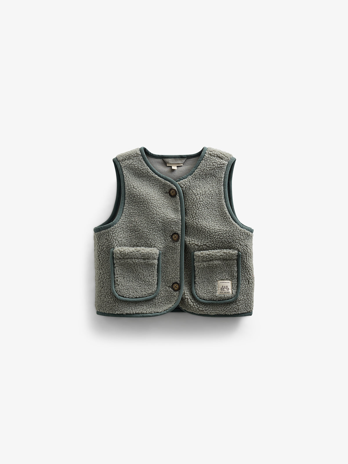Teddyvest med knapper - Kids - Dusty Green | 100630 Mayfield