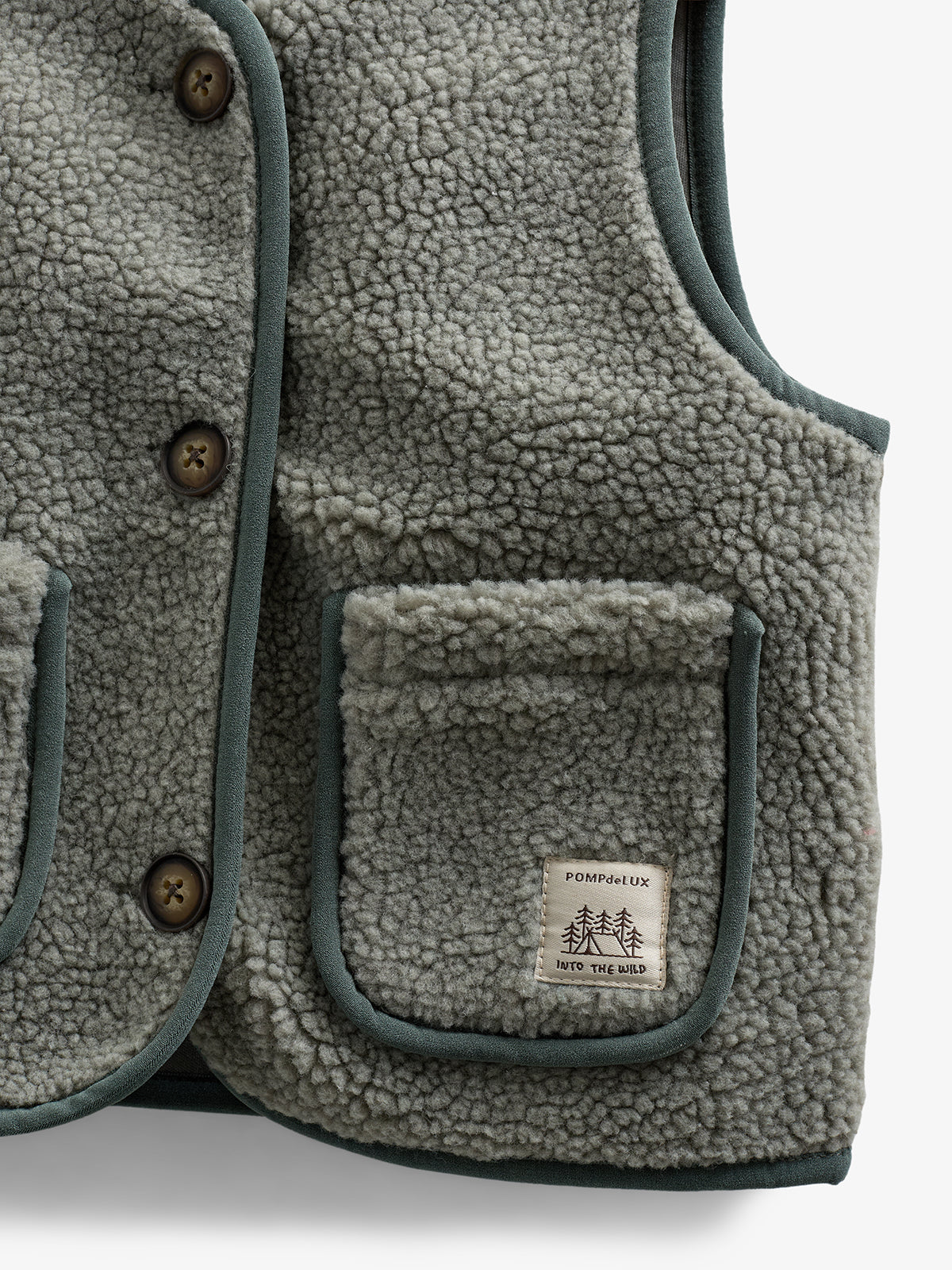 Teddyvest med knapper - Kids - Dusty Green | 100630 Mayfield